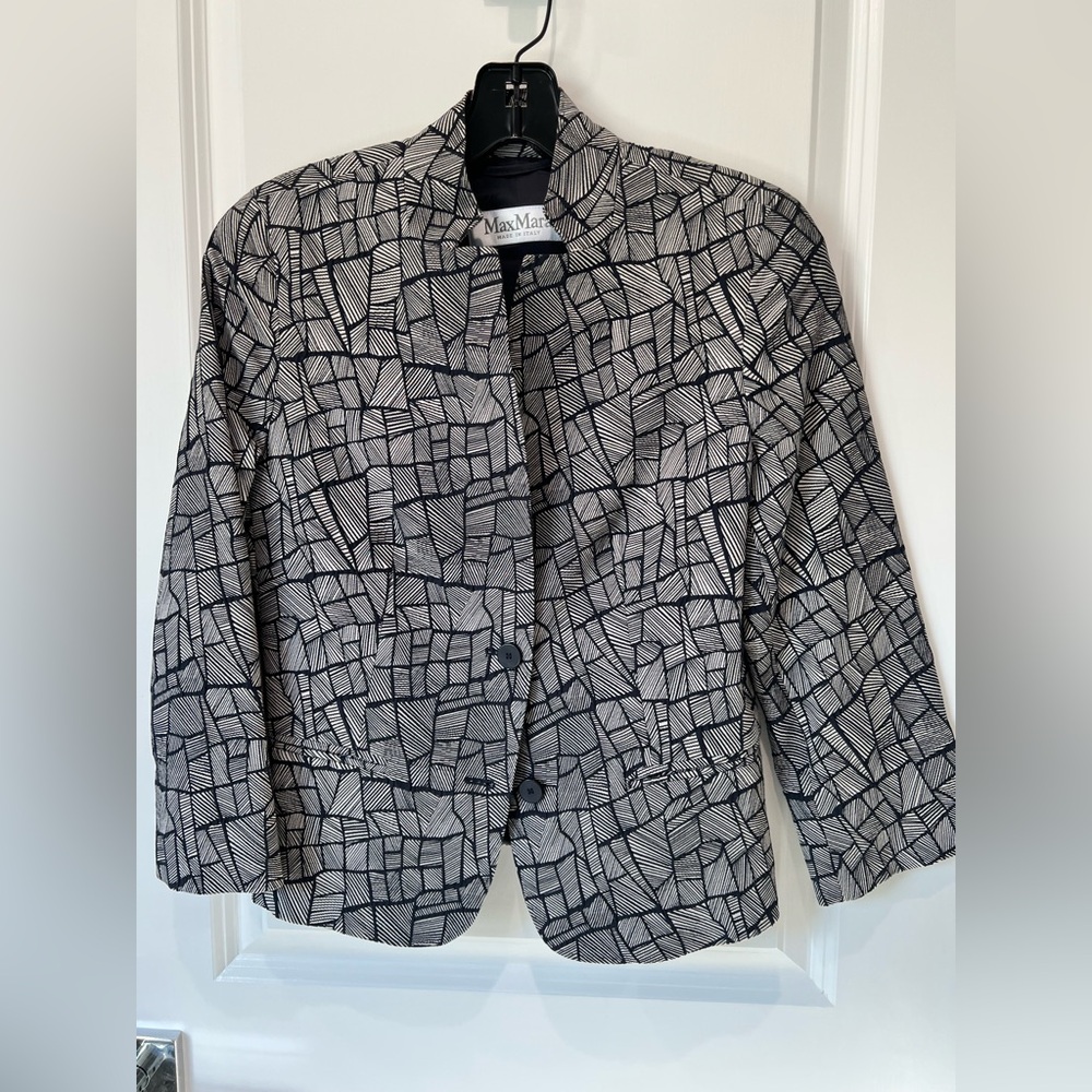 Max Mara Abstract Print Women Blazer in Size 4 (small) cotton blend